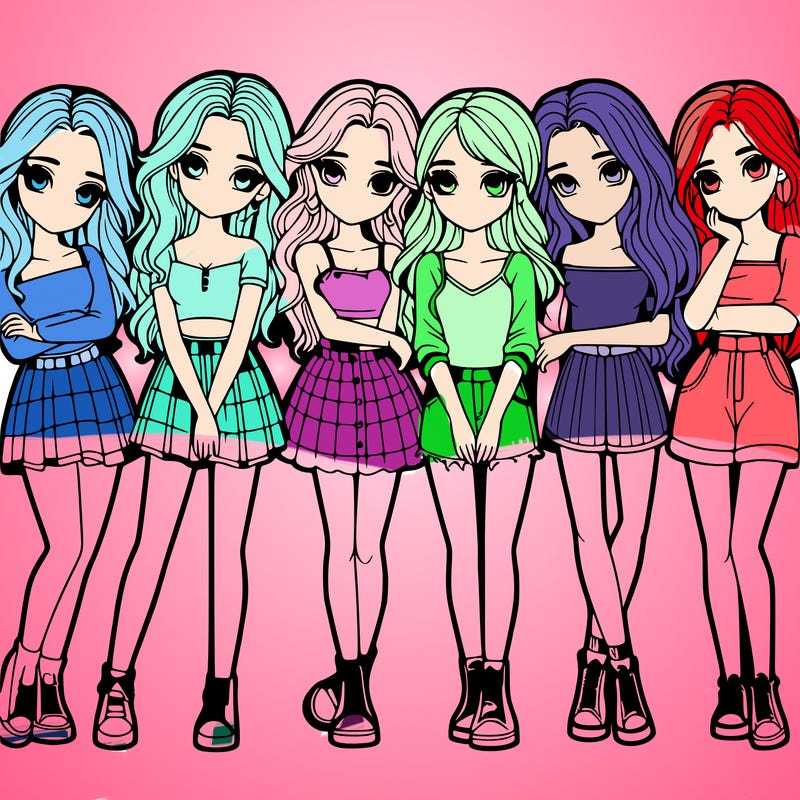 a group of girls realistic