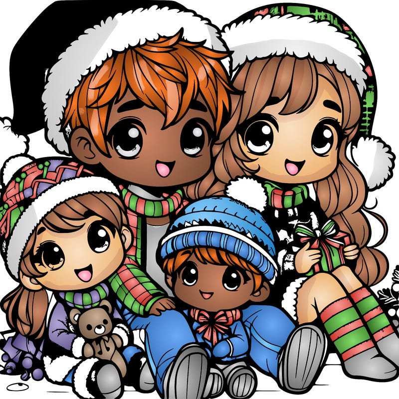 a cute family on christmas very realistic