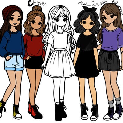 a group of five girls