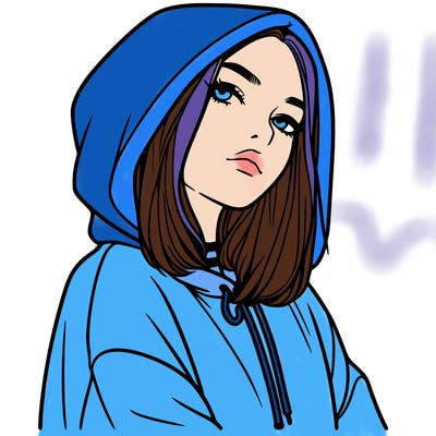 a realistic girl in a hoodie