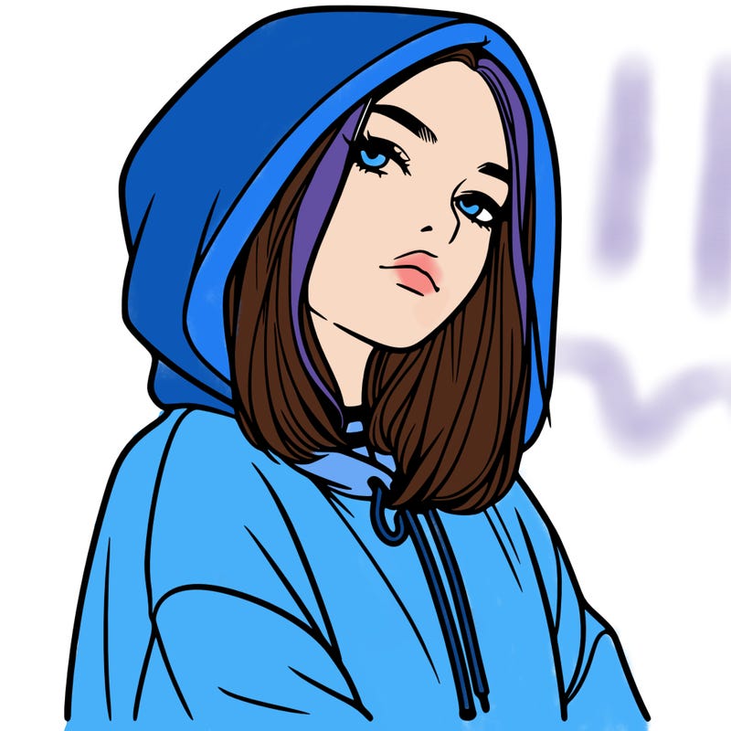 a realistic girl in a hoodie