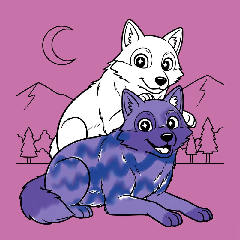 2 wolves together one on top of the other