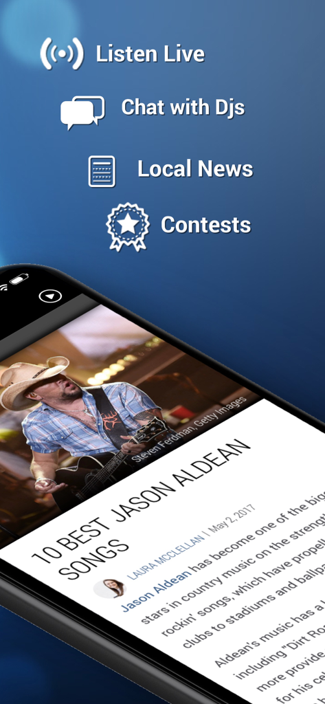 97.5 WOKQ Radio - 97.5 WOKQ Radio app interface displaying live streaming and local news features