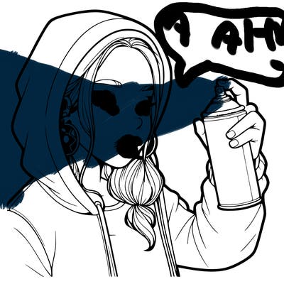 a realistic girl, spray painting