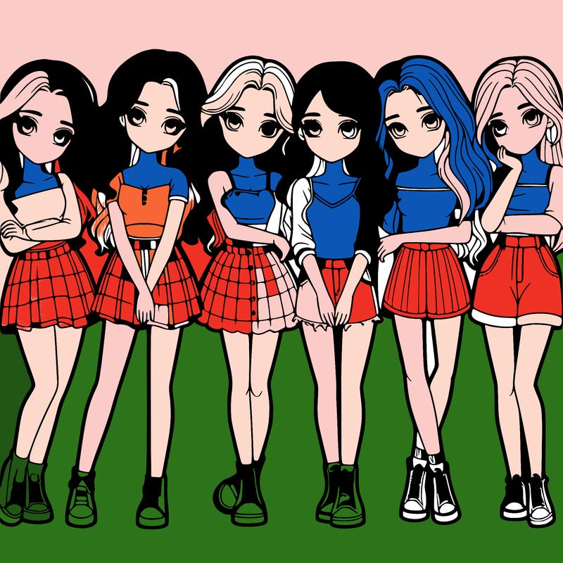 a group of girls realistic