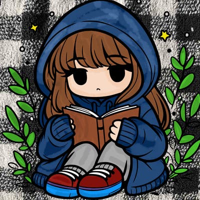 girl in oversized hoodie reading a book