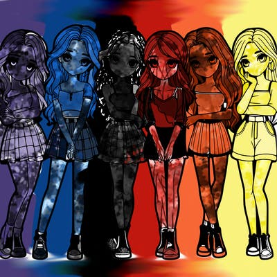 a group of girls realistic