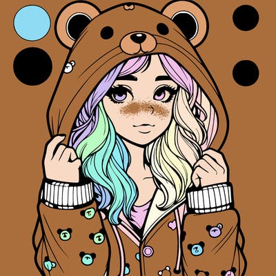 realistic girl in a animal pjs hoodie