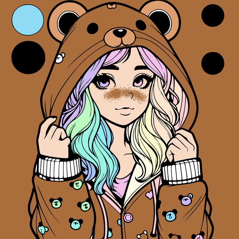 realistic girl in a animal pjs hoodie
