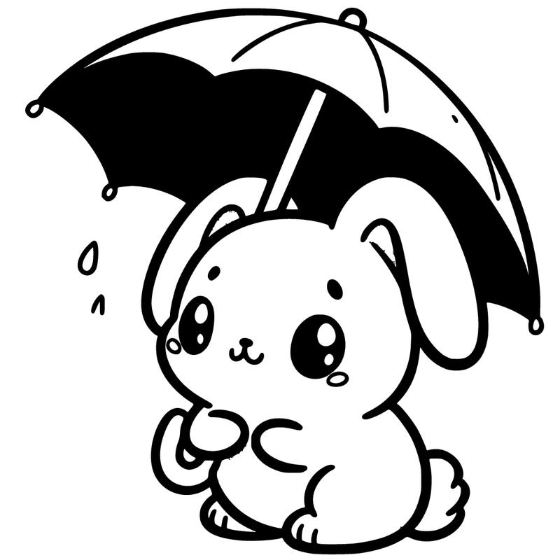 cute bunny with a tiny umbrella