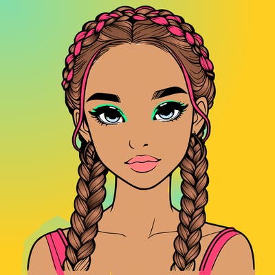 realistic girl with braids