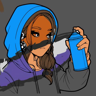 a realistic girl, spray painting