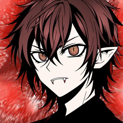 evil anime vampire boy with white pupils