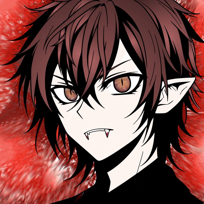 evil anime vampire boy with white pupils