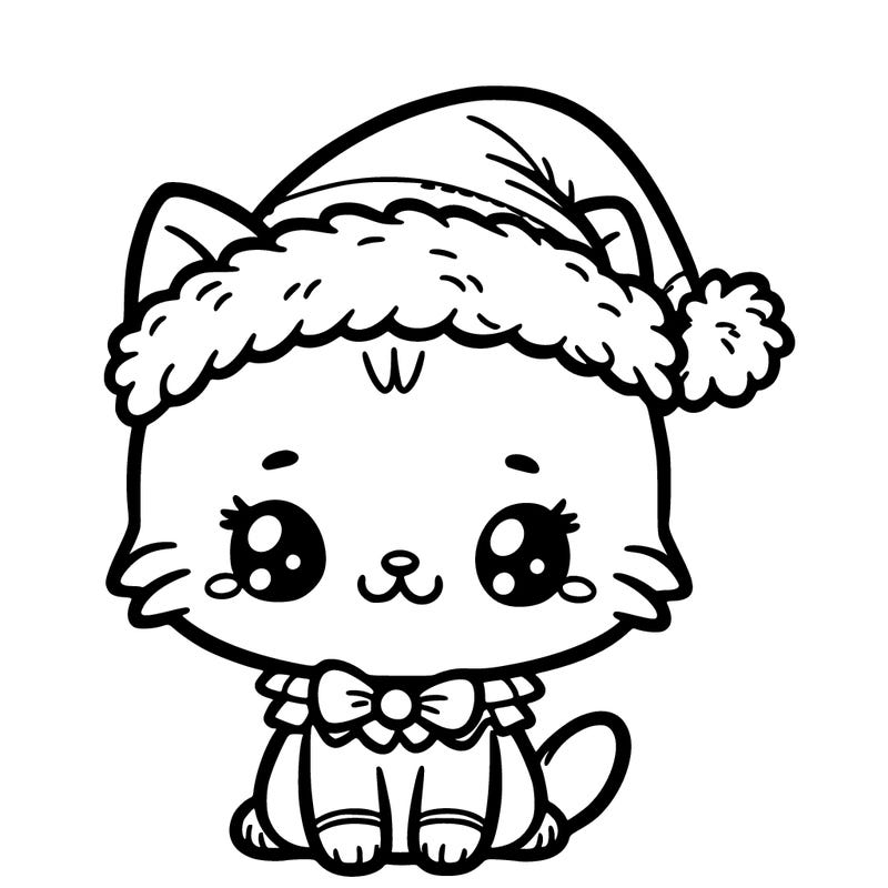 cute kitten with christmas hat on