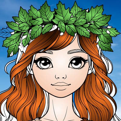 realistic girl with fall leaf crown