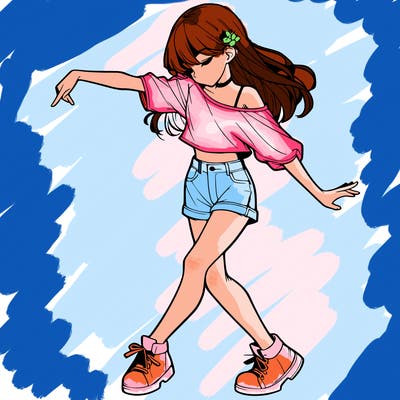 realistic girl danceing