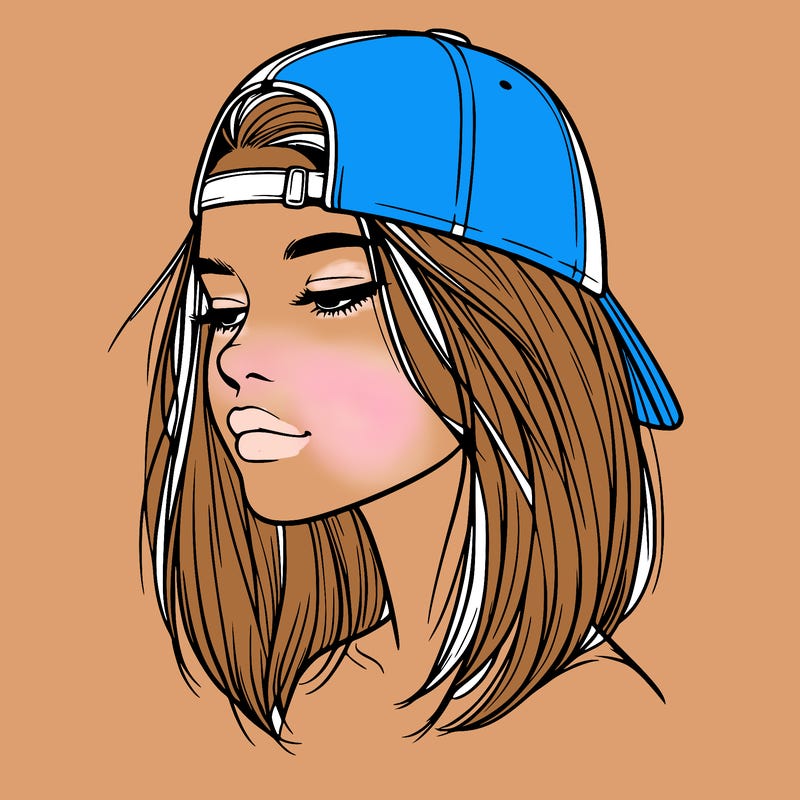 realistic  girl with a backwards hat