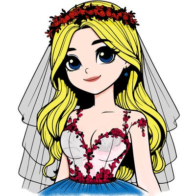 realistic girl in a wedding dress