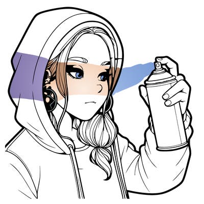 a realistic girl, spray painting