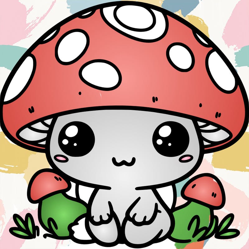 cute chibi mushroom frog