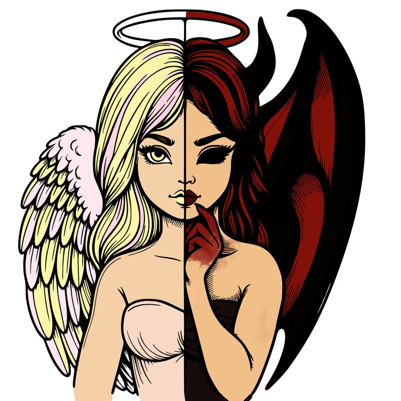 realistic angel half demon