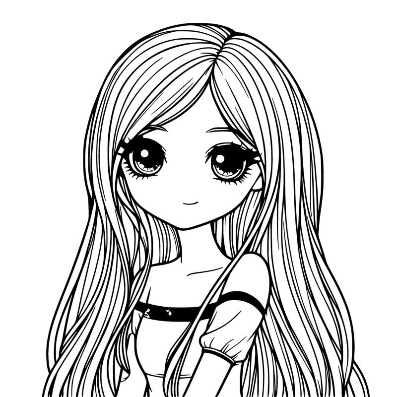 realistic girl with long hair cute