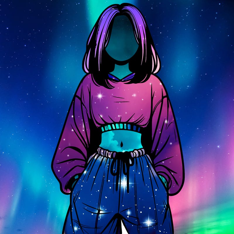 realistic girl faceless with baggy pants and a crop top