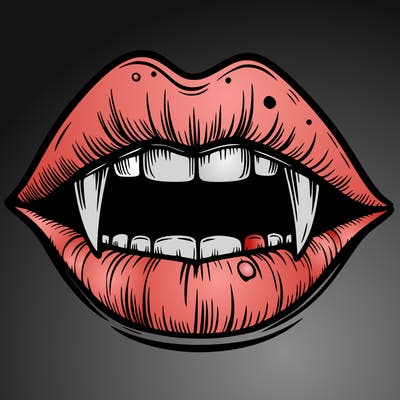 lips with vampire teeth