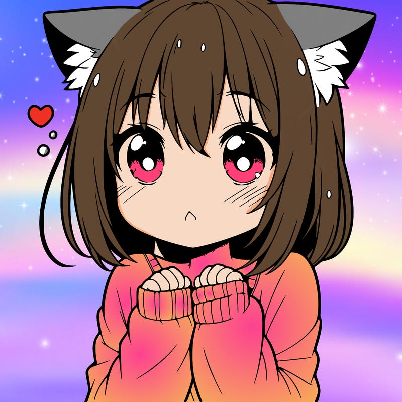 shy anime catgirl