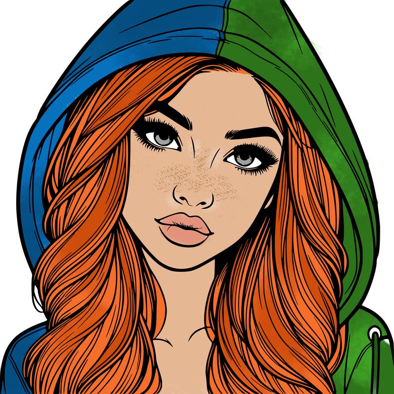 realistic beautiful girl with a hood on