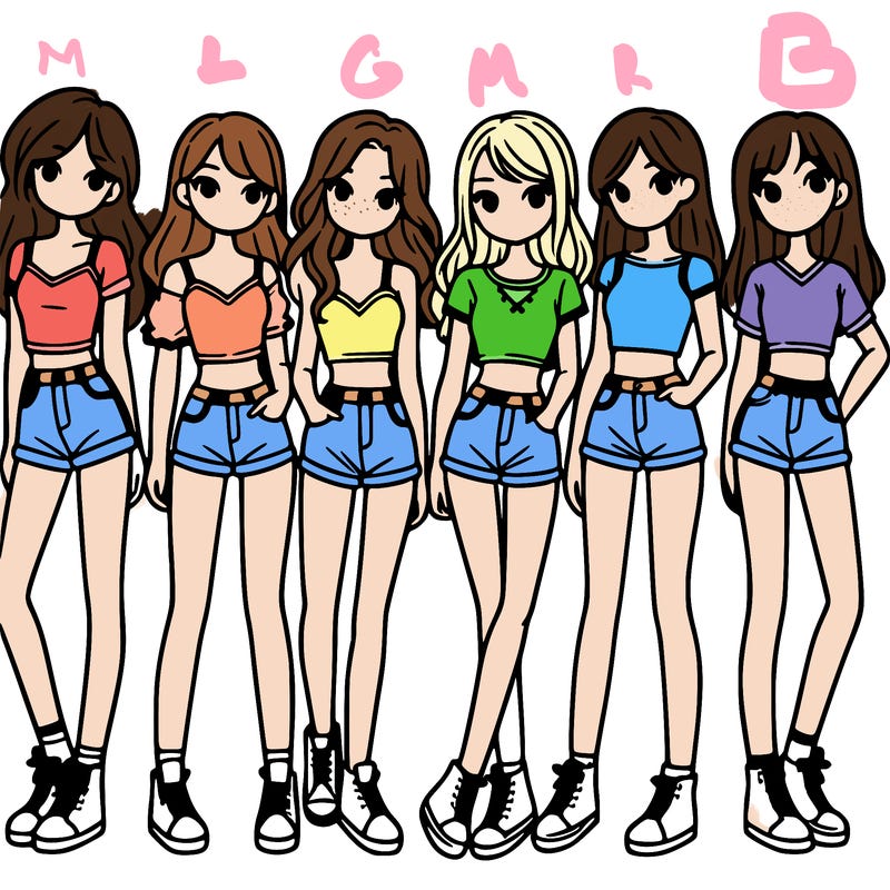 a group of girls wearing crop tops and shorts