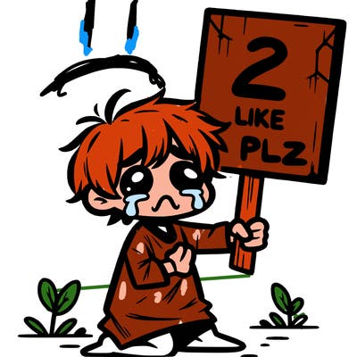 small poor toddler crying with sign that says 2 like plz