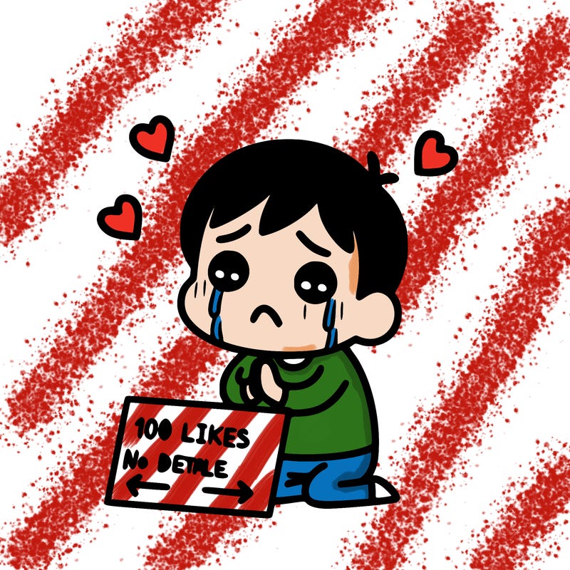 sad person begging for 100 likes