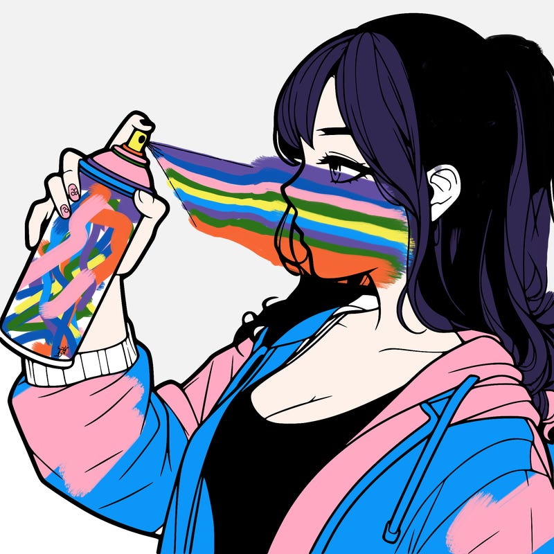 a realistic girl spray, painting