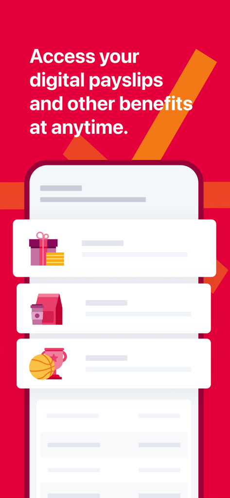 Graphic showing the mysdworx app interface for accessing digital payslips and employee benefits.