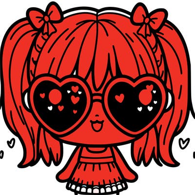 cute girl with heart sunglasses