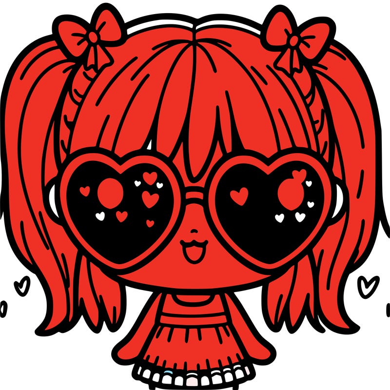 cute girl with heart sunglasses