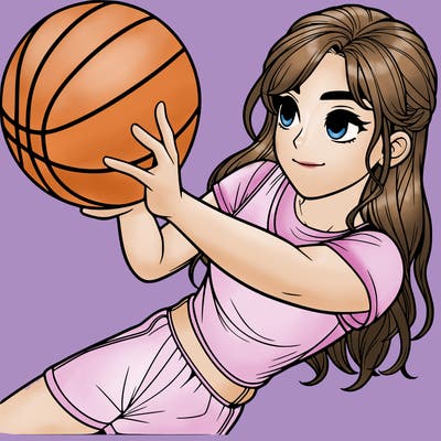 realistic girl playing basketball