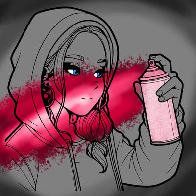 a realistic girl, spray painting