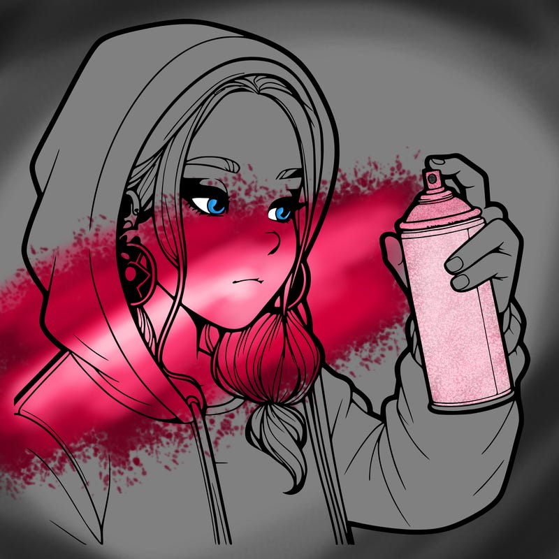 a realistic girl, spray painting