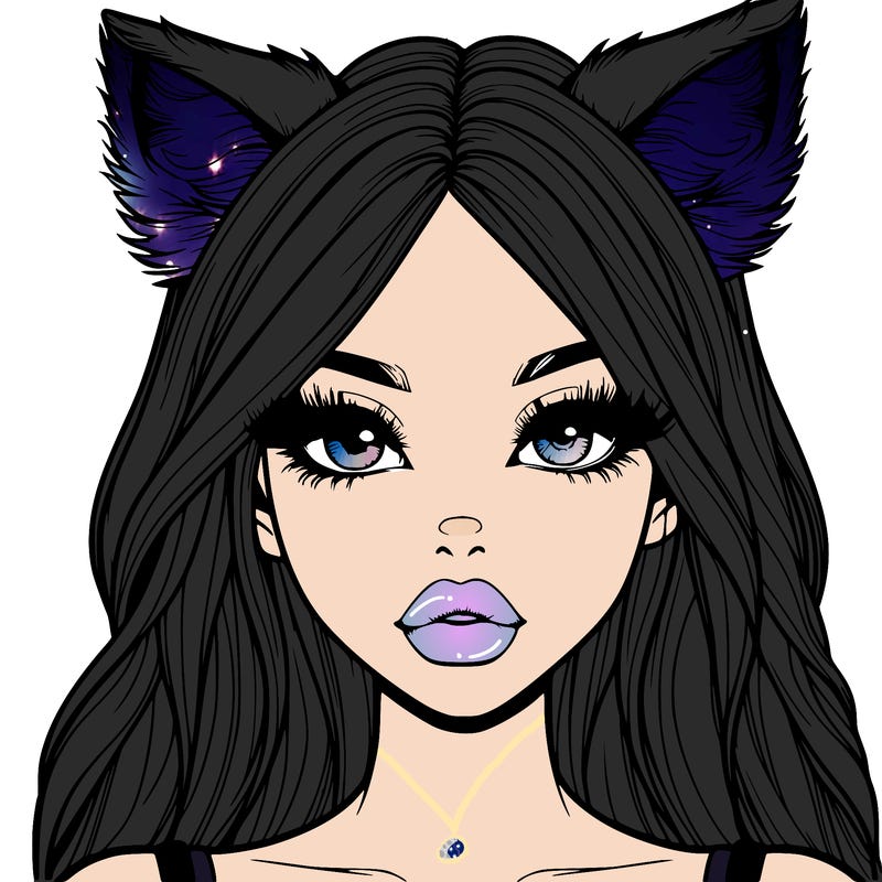 realistic girl with fox ears and realistic lips