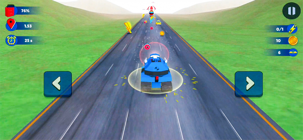 Mini Car Racing Game Offline - A blue tank driving on a highway in the Mini Car Racing Game
