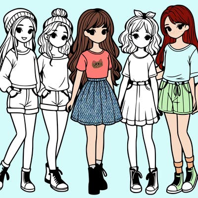 a group of five girls