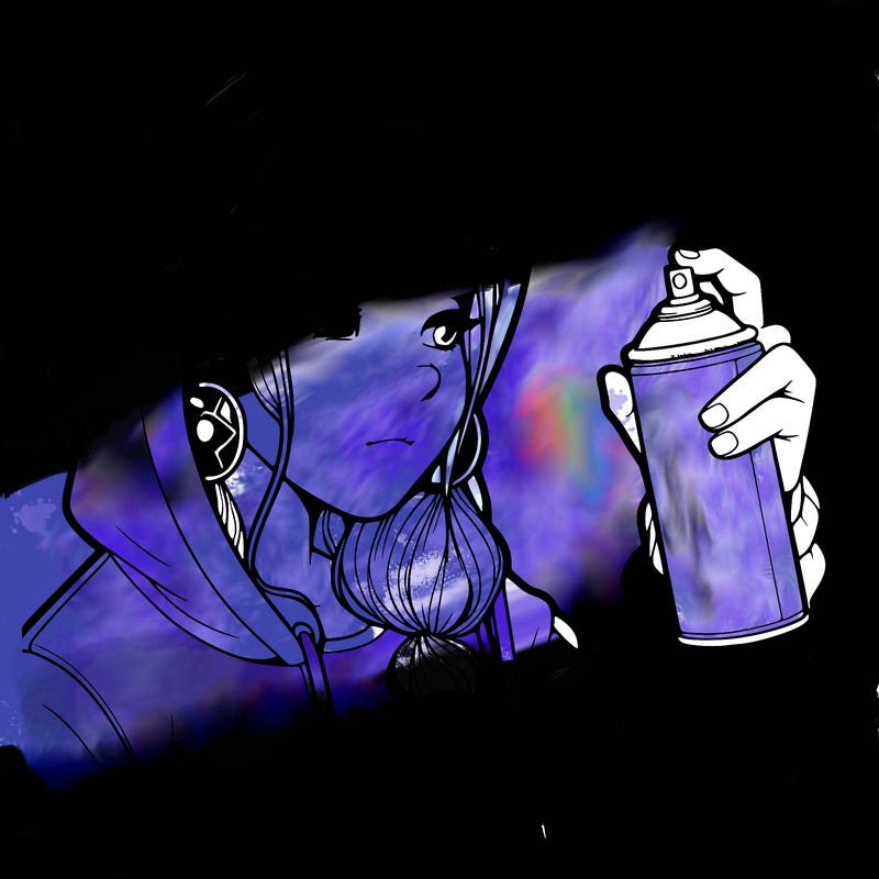 a realistic girl, spray painting