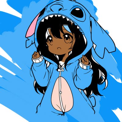 anime girl in a stitch onsie