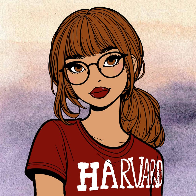 realistic girl with freckles and clear glasses