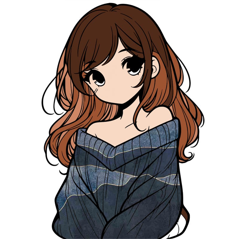 shy pretty girl wearing a sweater that is falling off one shoulder portrait