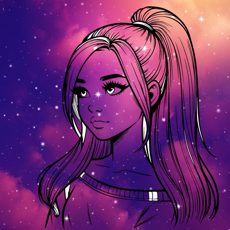 realistic girl with a high ponytail