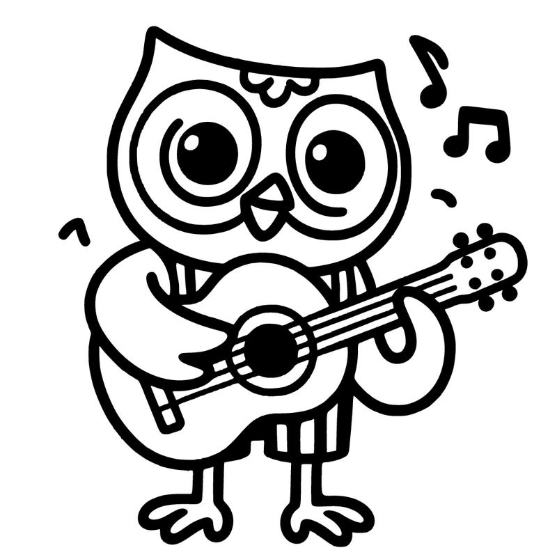duolingo owl playing guitar
